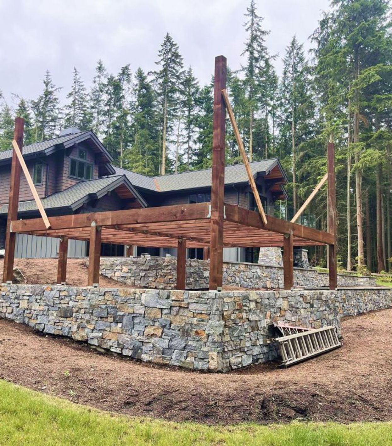 wood on bricks for custom construction